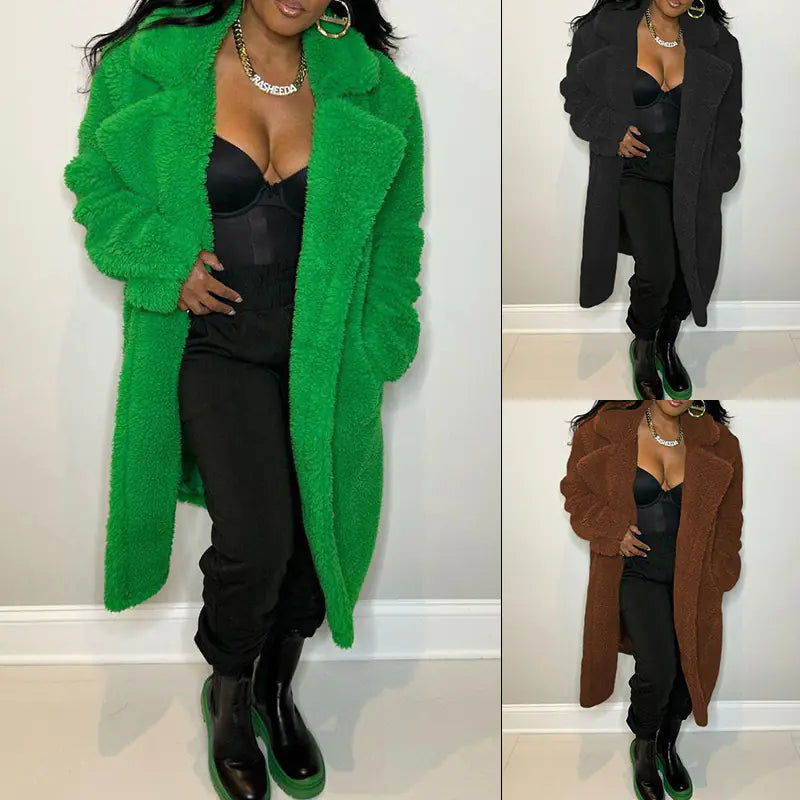Women's Fashion Lapel Long Sleeve Trench Coat