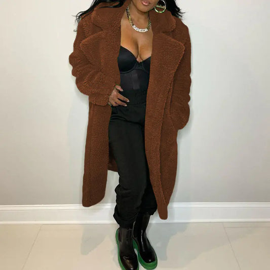 Women's Fashion Lapel Long Sleeve Trench Coat